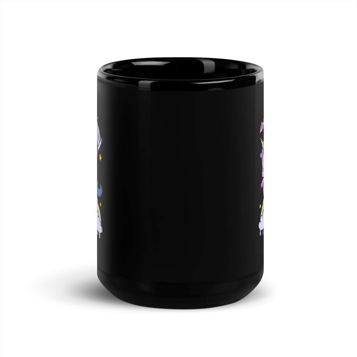 Death Rides A Unicorn - Black Glossy Mug