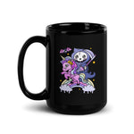 Death Rides A Unicorn - Black Glossy Mug