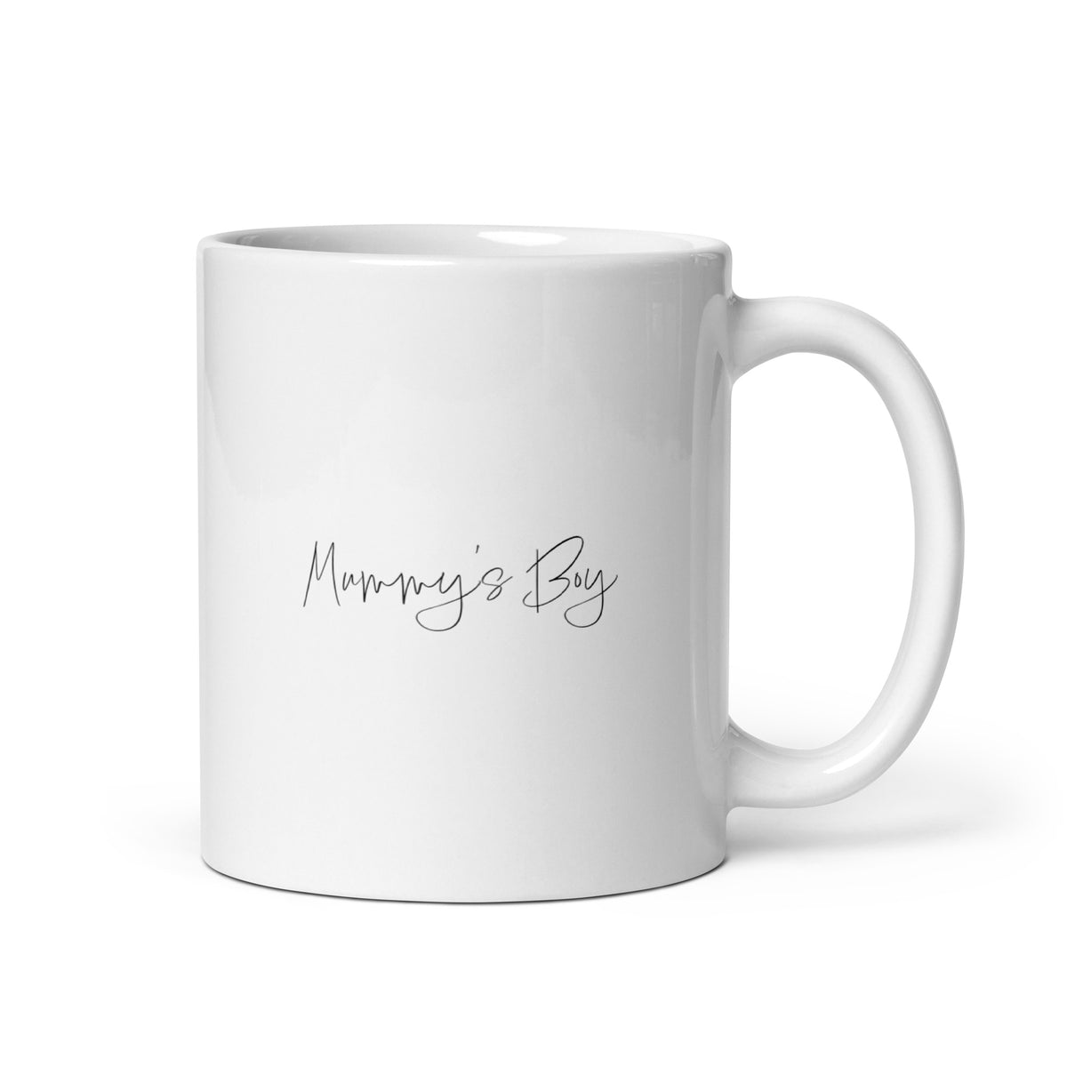 'Mummy's Boy' (Signature Edition) - White glossy mug (British Spelling)